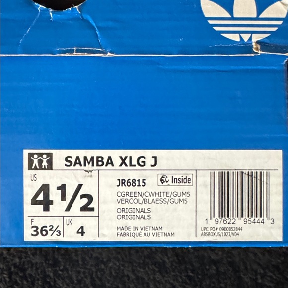 NWT Adidas Samba XLG J’Collegiate Green Core White. Sz.4.5Y/5.5W. OG box - Picture 8 of 9
